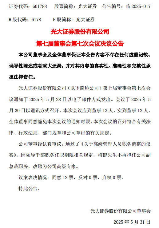 下课！光大证(🈂)券副总裁